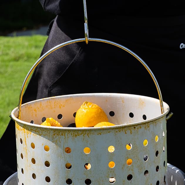 OuterMust 30 QT. Zestaw do smażenia indyka 50 000 BTU Carb Boil Pot z koszykiem i palnikiem, idealny do gotowania indyka, raków, krabów