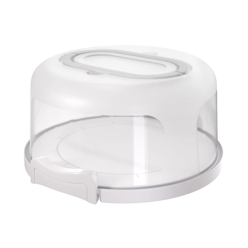 Top Shelf Elements Round Cake Carrier For Up To 10 Inch Cake Portable Cake Stands Two Sided Cake Box With Handle Fashionable Base Doubles as Five Section Serving Tray Container Holds Pies(Scarlet)
