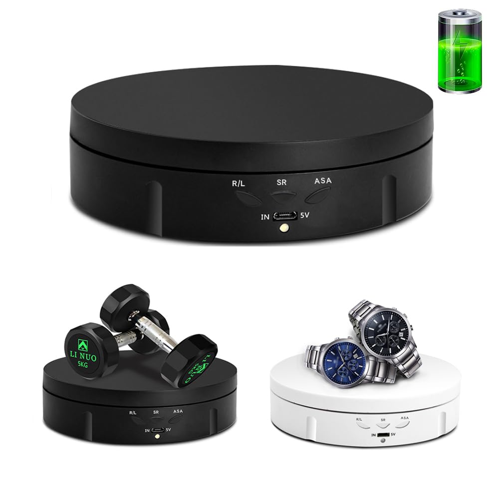 JAYEGT Motorized Rotating Display Stand, 5.74inch /22LB Load, 360 Degree Electronic Turntable Display Stand for Photography Products Shows, Jewelry, Watch, 3D Models, Cake, White