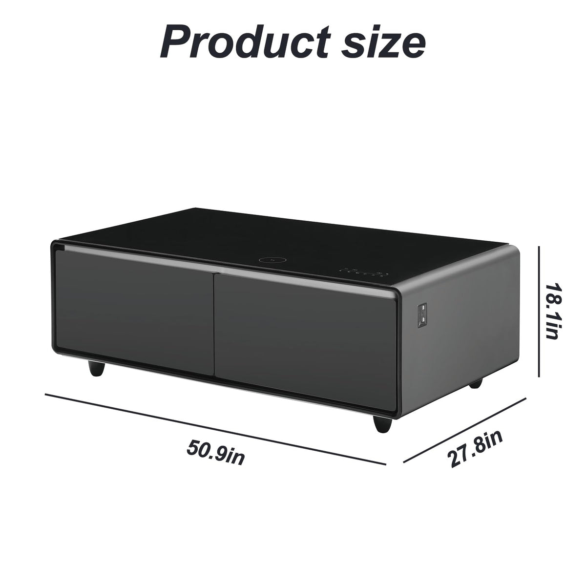 ACCOER 51in Smart Coffee Table with Built in Fridge, Living Room Table Bluetooth Sound and Wireless Charging, Type-C & USB Interface, Temperature Control, Modern Center Table with LED