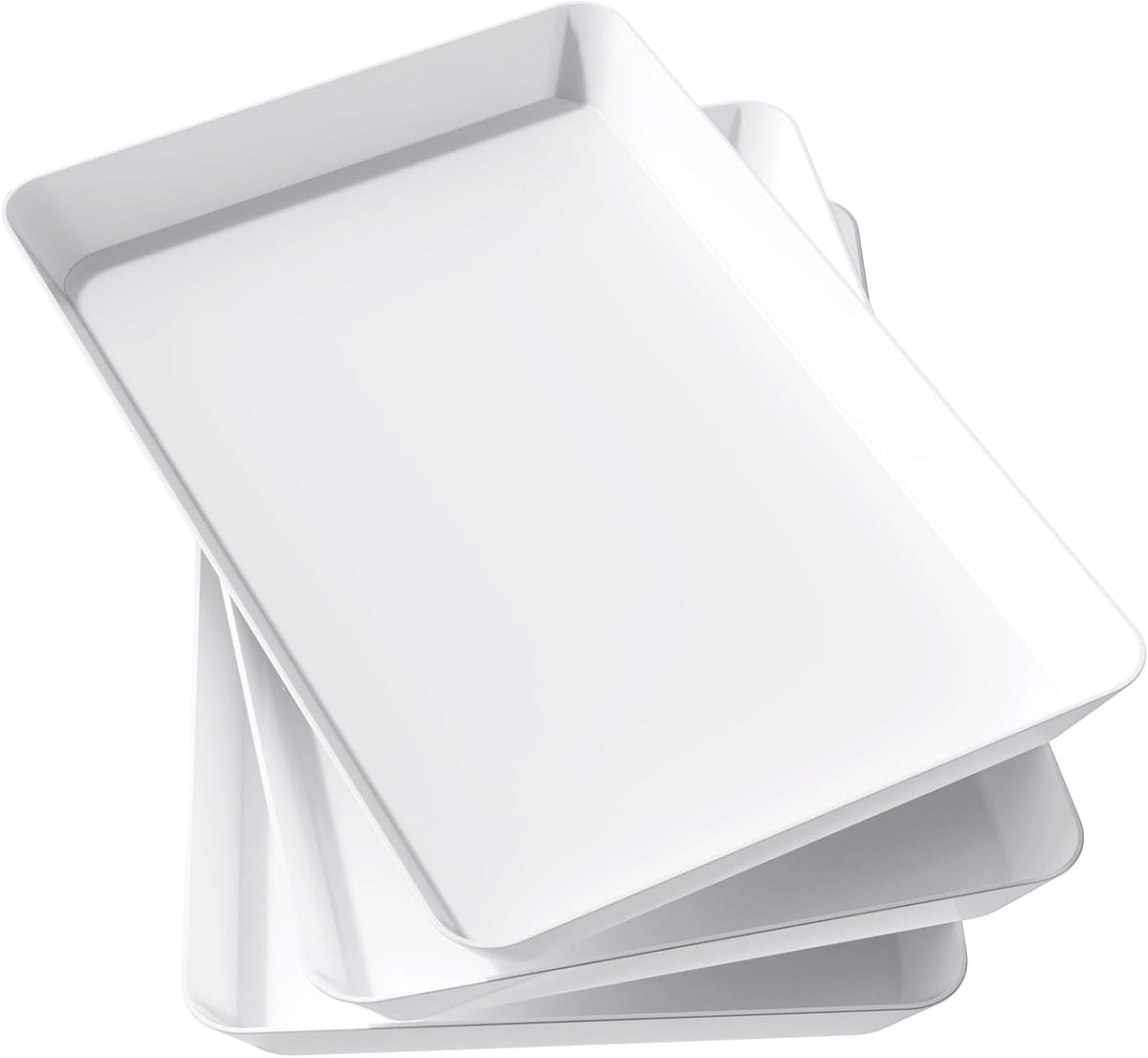 Lifewit Serving Tray Plastic for Party Supplies, 15" x 10" Platters for Serving Food, 3 pcs White Reusable Tray for Veggie, Snack, Fruit, Cookies, Desserts in Kitchen/Pantry Organization