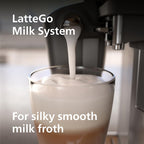 Ekspres do kawy w pełni automatyczny PHILIPS serii 3200 — 5 pysznych kaw, system mleka LatteGo, trwałe młynki ceramiczne, intuicyjny wyświetlacz dotykowy, błyszcząca czerń (EP3241/54)