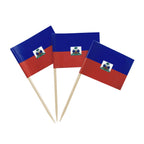 100 Pack USA American Flag US Toothpick Flags, Cocktail Picks Mini Stick Cupcake Toppers Country Picks Party Decoration Celebration Cocktail Food Bar Cake Flags (American)