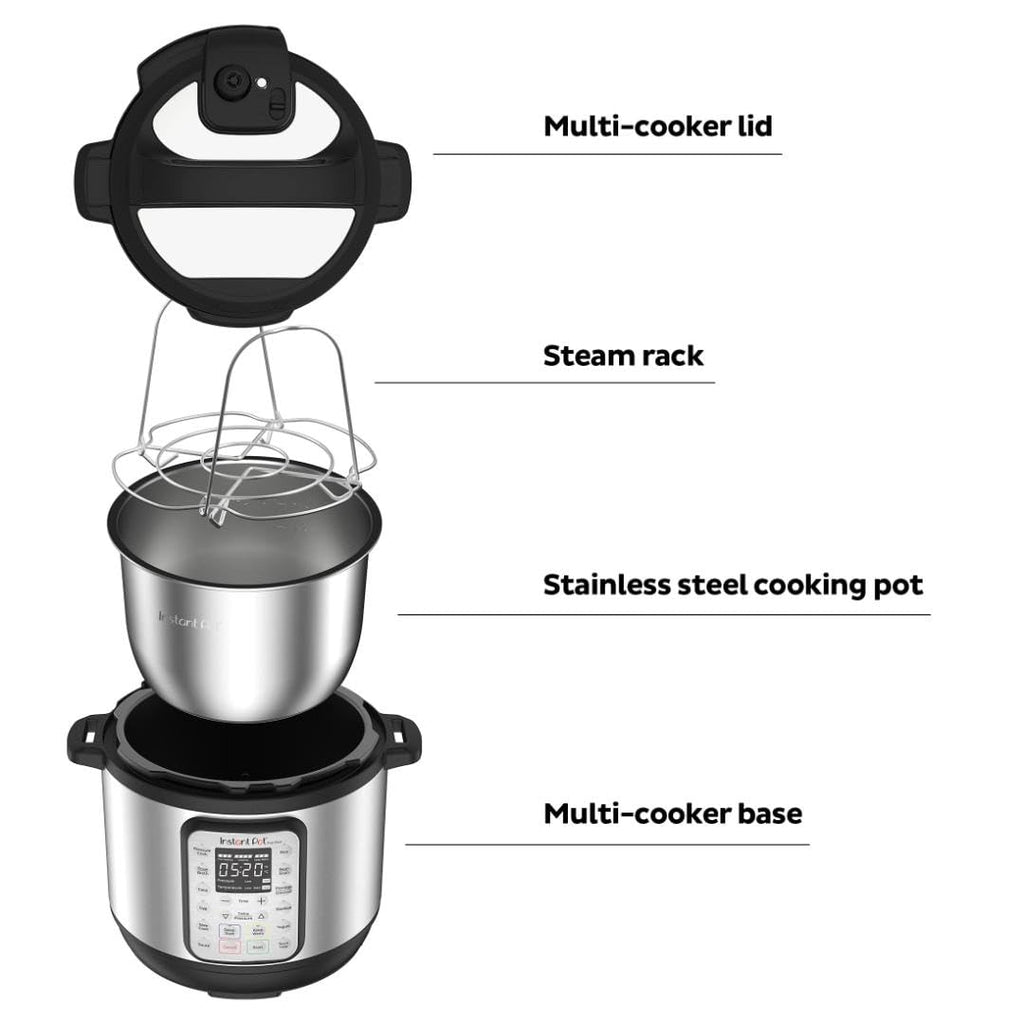 Instant Pot Duo Plus 9 w 1 elektryczny szybkowar, wolnowar, urządzenie do gotowania ryżu, parowar, urządzenie do smażenia, jogurtownica, podgrzewacz i sterylizator, zawiera aplikację z ponad 800 przepisami, stal nierdzewna, 6 litrów