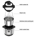 Instant Pot Duo Plus 9 w 1 elektryczny szybkowar, wolnowar, urządzenie do gotowania ryżu, parowar, urządzenie do smażenia, jogurtownica, podgrzewacz i sterylizator, zawiera aplikację z ponad 800 przepisami, stal nierdzewna, 6 litrów