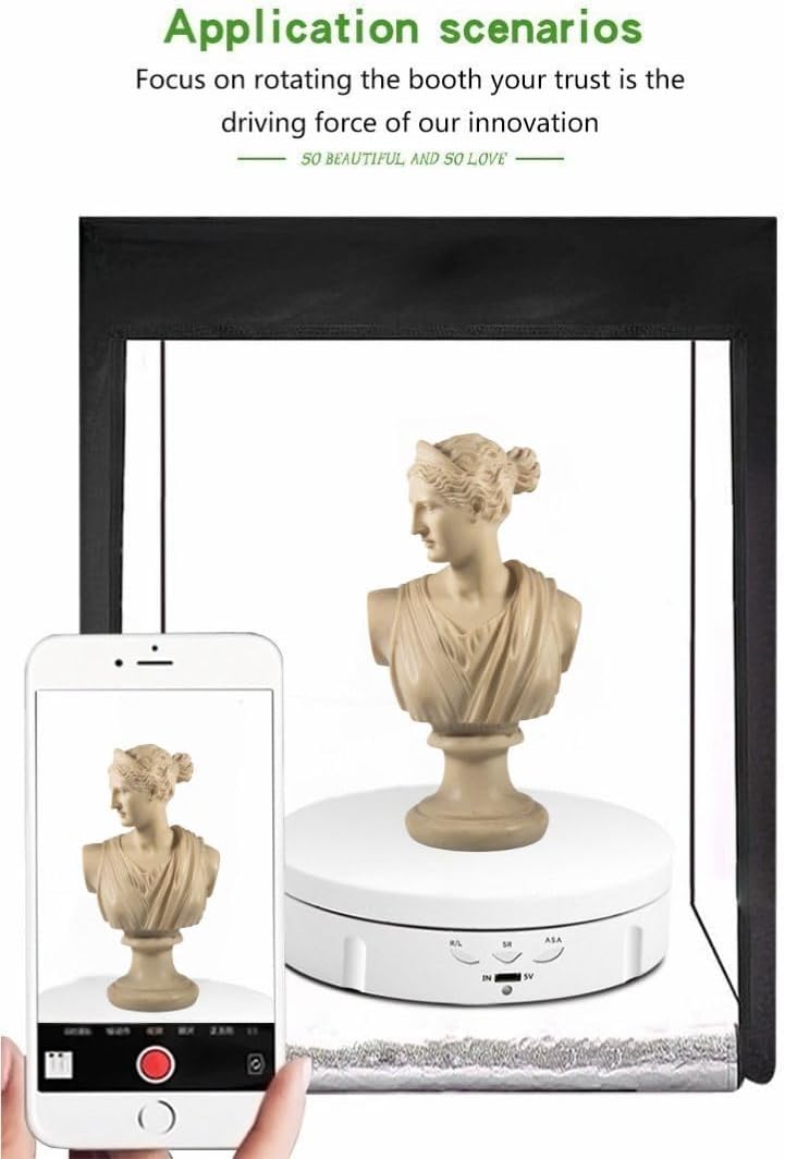 JAYEGT Motorized Rotating Display Stand, 5.74inch /22LB Load, 360 Degree Electronic Turntable Display Stand for Photography Products Shows, Jewelry, Watch, 3D Models, Cake, White