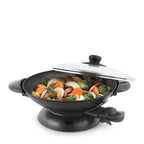 BATHINDIAN 5Qt. Electric Wok, Easy to Clean, Full-Range Temperature Control, Rapid Heat-up with Consistent Heat Retention, Durable Nonstick Coating, Suitable for Dining Room, Kitchen Etc, Black