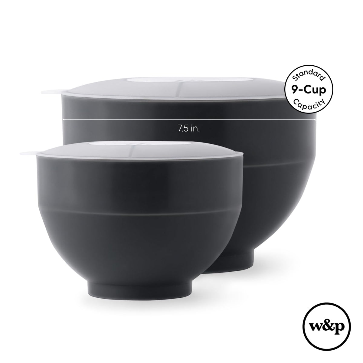 W&amp;P Microwave Silicone Popper Maker | Czarny | Składana miska z wbudowaną miarką, BPA, przyjazny dla środowiska, bezodpadowy, 9,3 filiżanek popcornu