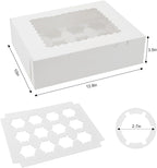 6 Sets x 12 Count Cupcake Containers Boxes with Window, 12.8 x 10 x 3.5 Inch Carrier Holder Bakery for Birthday,Wedding,Party