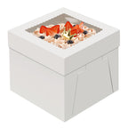4 Pack Cake Boxes 10 Inch, Disposable Cake Transport Container, White Bakery Boxes with Large Window, for Cookies Pies Cupcakes Pastry (10×10×5 Inches)