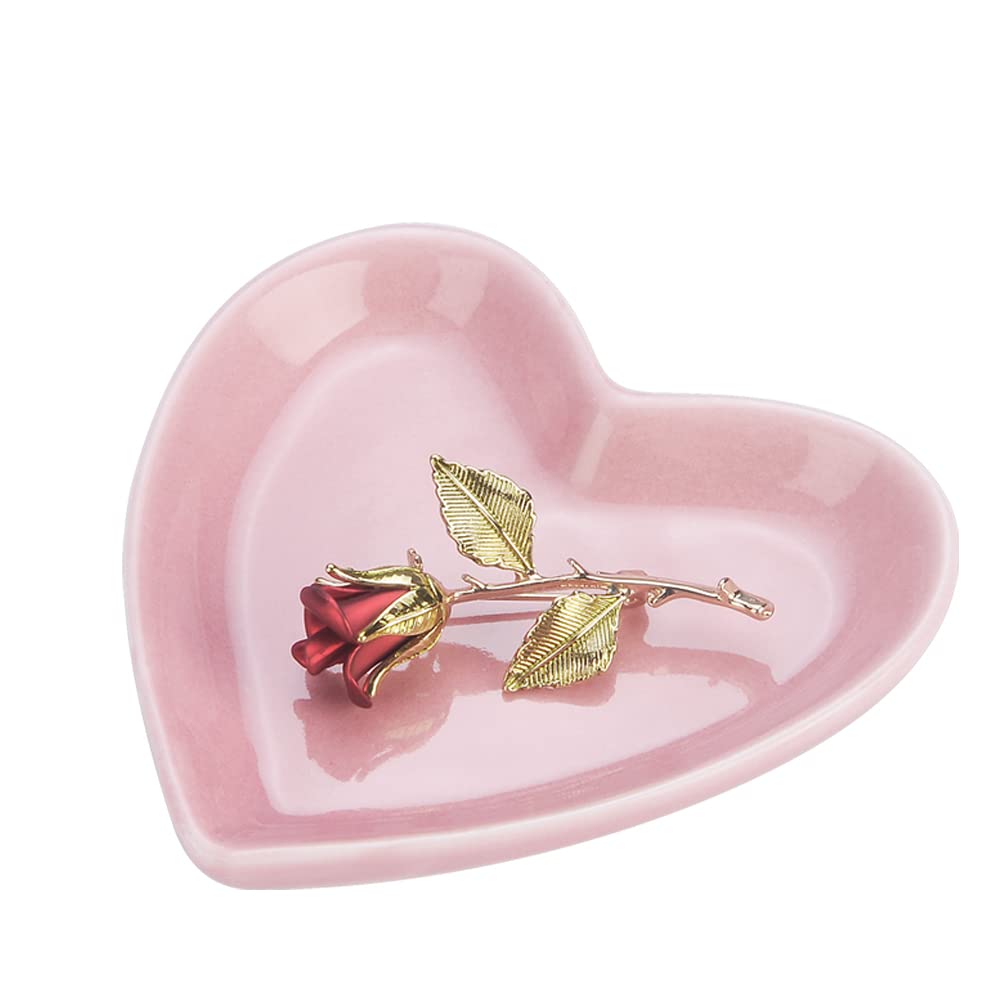 Lotus Leaf Shape Ring Holder Dish, Small Key Bowl, Ceramic Trinket Tray Jewelry Dish Organizing Necklace Earrings for Mom Friend Sister, White. All Jewelries Are NOT Included.