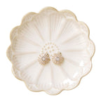 Lotus Leaf Shape Ring Holder Dish, Small Key Bowl, Ceramic Trinket Tray Jewelry Dish Organizing Necklace Earrings for Mom Friend Sister, White. All Jewelries Are NOT Included.