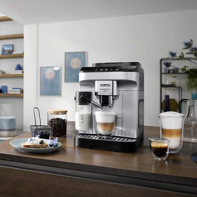De'Longhi De'Longhi Magnifica Evo автоматична еспресо та капучино машина з системою Latte Crema, 9,45 x 17,32 x 14,17 дюймів, хром