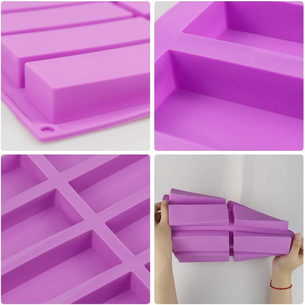 Palksky (2 Pcs) 8 Cavity Rectangle Granola Bar Silicone Mold/Nutrition/Cereal Bar Molds Energy Bar Maker for Chocolate Truffles Ganache Bread Brownie Cornbread Cheesecake Pudding Butter Mould