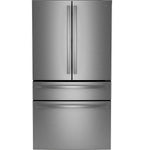 GE Profile PGD29BYTFS 36 Inch Freestanding 4-Door French Door Smart Refrigerator, stainless steel