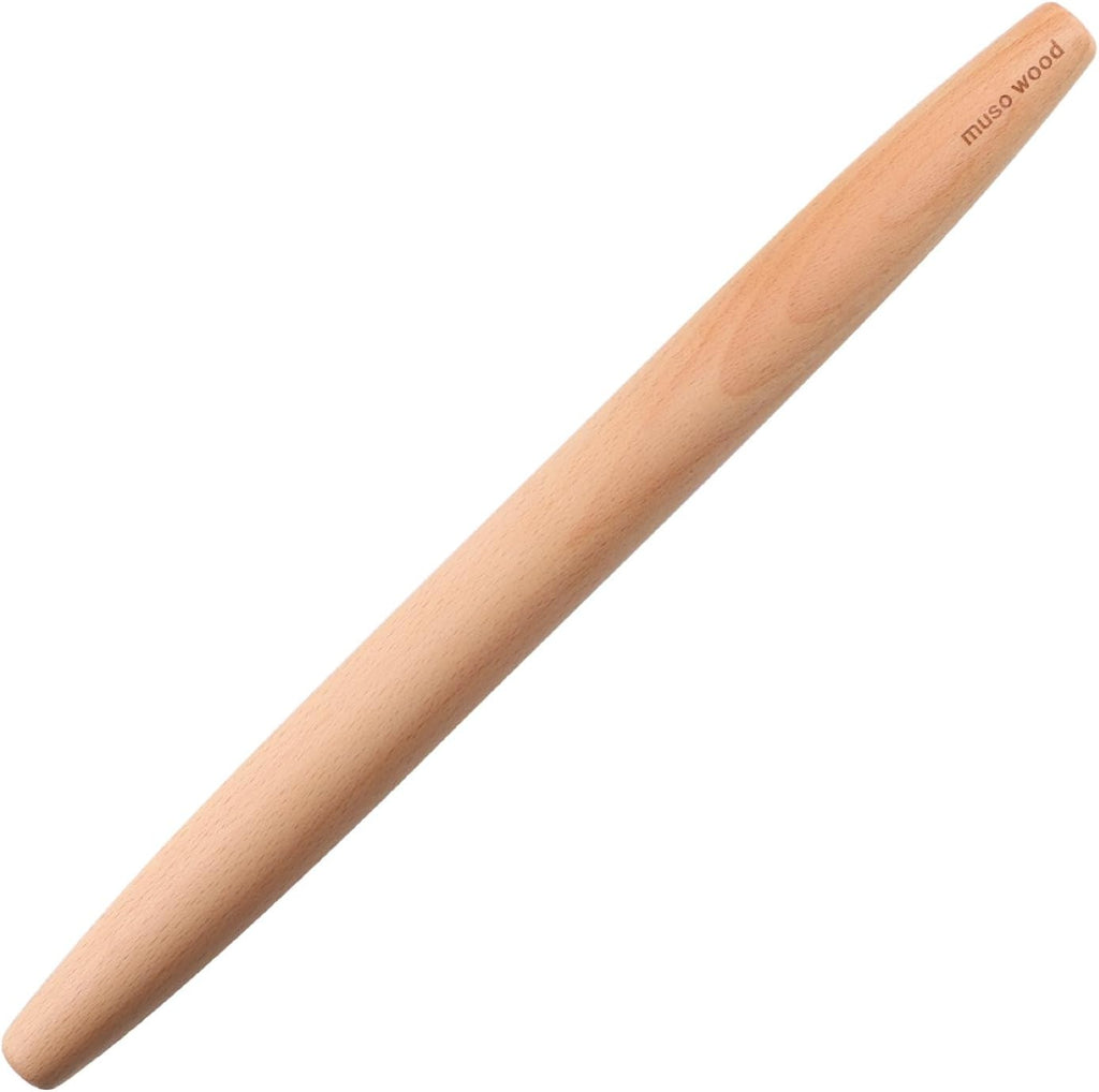 Muso Wood Wooden French Rolling Pin for Baking, Beech Wood Tapered Rolling Pin for Fondant Pie Crust Cookie Pastry(French 15.75-Inch)