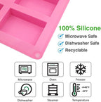 Set of 3, 6 Cavities DIY Handmade Soap Moulds - Cake Pan Molds for Baking, Biscuit Chocolate Mold, Silicone Soap Bar Mold for Homemade Craft, Ice Cube Tray, Pink