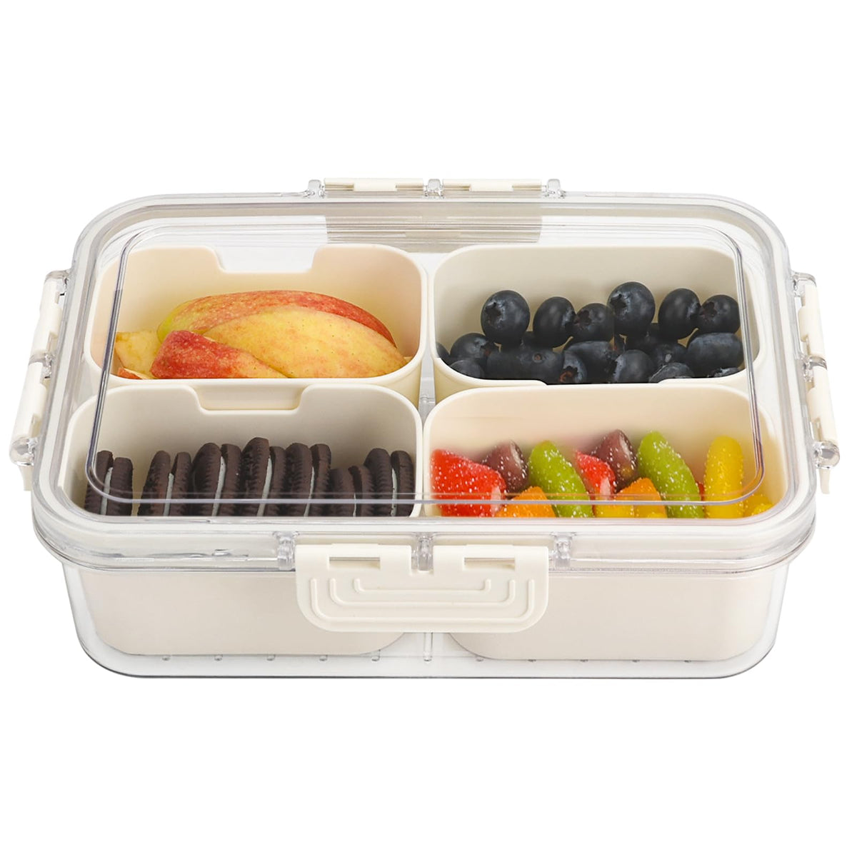 shopwithgreen Divided Serving Tray with Lid and Handle, Portable Snackle Box Charcuterie Container for Party, Veggies, Snack, Fruit, Nuts, Candy, Christmas Tray Snack Box for Entertaining, Picnic