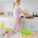 Mini Silicone Rolling Pin for Kids, Non-stick Surface Wood Handle, 9 Inch 2 Pack