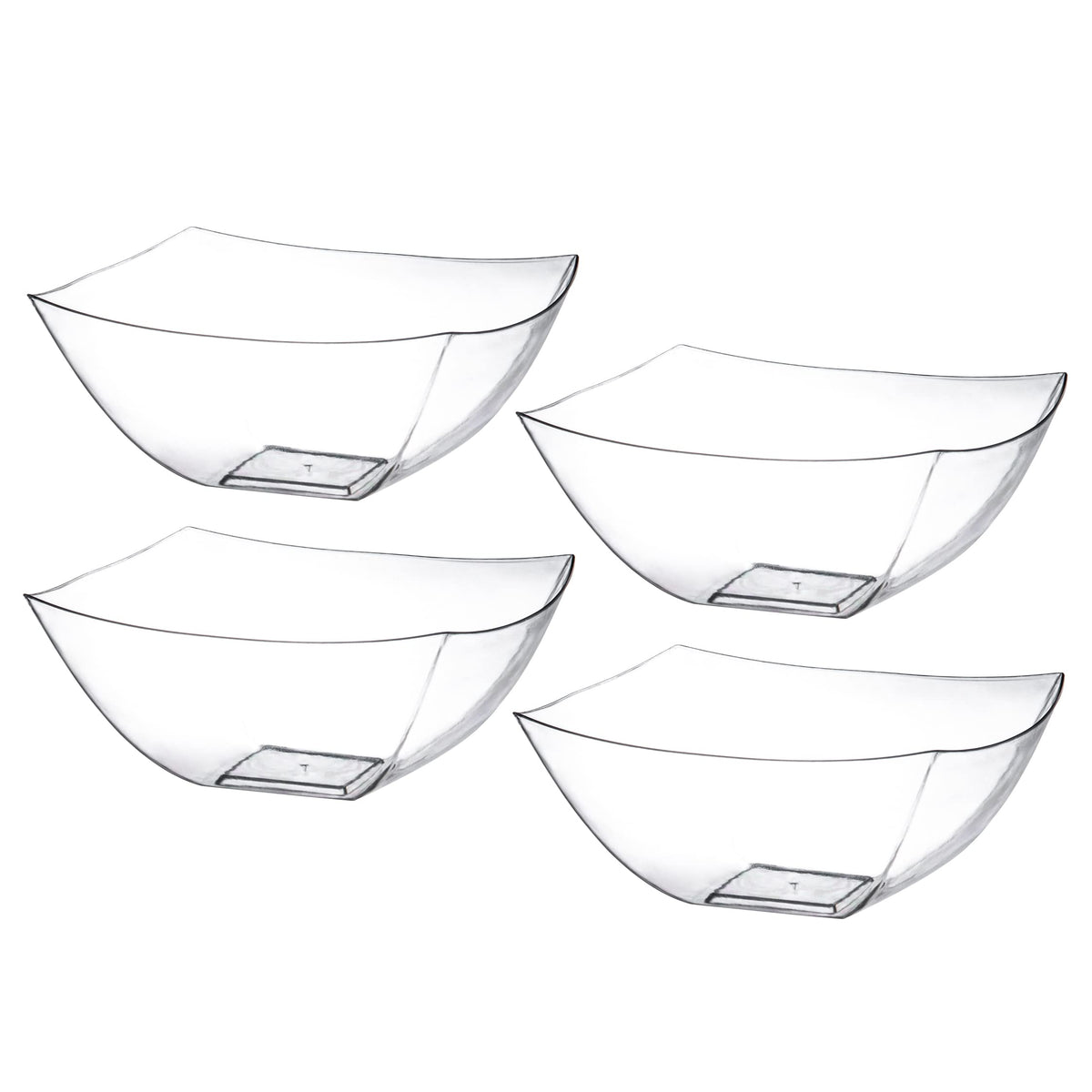 Posh Setting - Clear Plastic Serving Bowls for Party (8oz - 4 Pack) Square, Disposable, Salad & Fruit Bowls for Party Table, Candy Containers for Candy Buffet