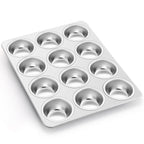 P&P CHEF Muffin Pan Cupcake Baking Pan Set, Stainless Steel Muffin Tin Tray for Mini Cake Tart Quiche, Oven & Dishwasher Safe, Non-toxic & Heavy-duty, (12 Cup, 2Pcs)