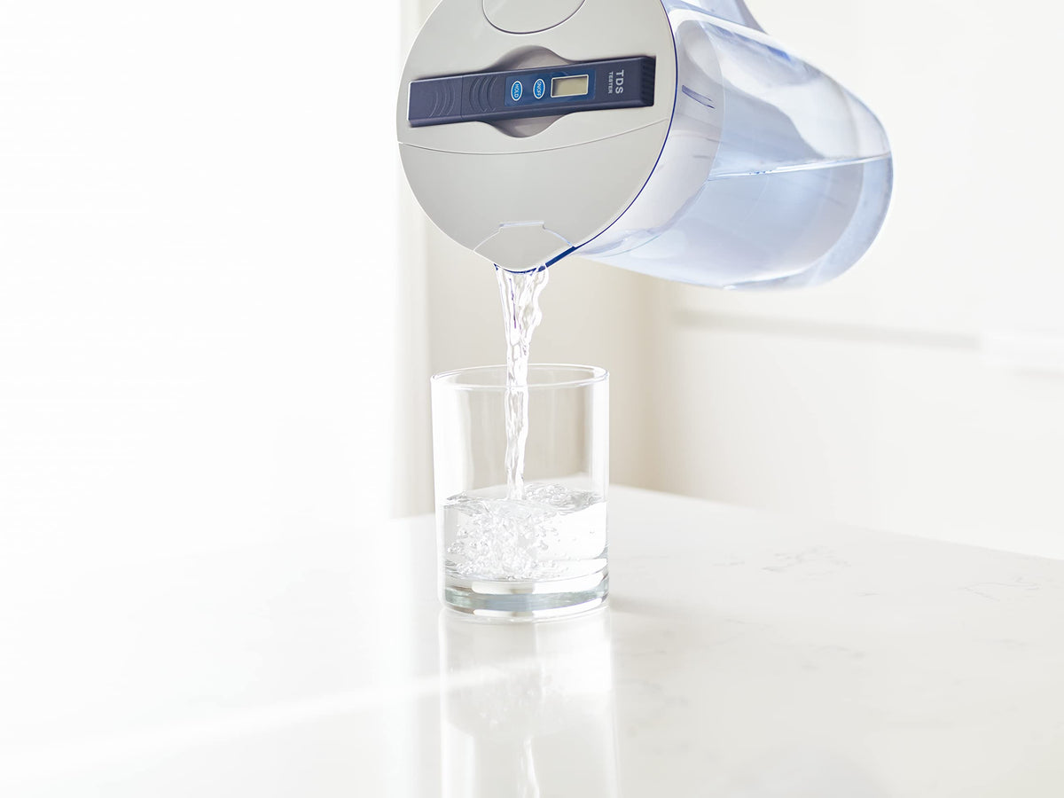 ZeroWater 10-Cup Round 5-Stage Water Filter Pitcher Dispenser with 5-Stage 0 TDS Zero Water Filter – IAPMO Certified to Reduce Metals, Chlorine, Lead, Chromium, and Forever Chemicals PFOA/PFOS