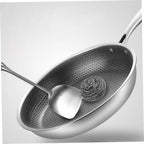 PRETYZOOM Omelet Pan Chinese Wok Stovetop Pot Frying Strainer Oven Fryer Flat Bottom Pans Schfer Noodles Cooker Large Honeycomb Wok Non Griddle Wok for Electric Stove Silver Stainless Steel