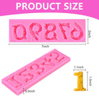 OBTANIM Silicone Number 0-9 3D Embossed Fondant Chocolate Mold with Stick Hole for Birthday Cake Decorating DIY Baking