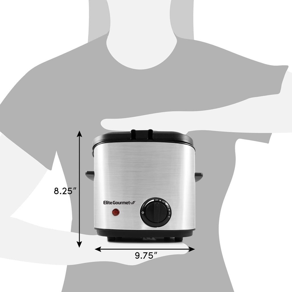 Elite Gourmet EDF1550# Elektryczna frytkownica o pojemności 1,5 qt. / 6 filiżanek, regulowana temperatura, wyjmowany kosz, pokrywa z okienkiem, stal nierdzewna