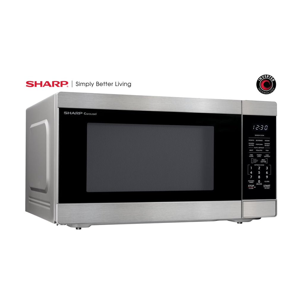 SHARP SMC2266KS Piekarnik z wyjmowanym 16,5-calowym obrotowym talerzem karuzelowym, stopy sześcienne, 1200 W kuchenka mikrofalowa do zabudowy, 2,2 CuFt, stal nierdzewna