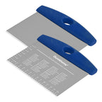 Ourokhome Dough Pastry Bench Cutter Scraper, Stainless Steel Pizza Cutter for Kitchen Baking, Dishwasher Safe, Anti-Wear Laser-Engraved Measuring Scale and Conversion Chart, 2 Pack, Black