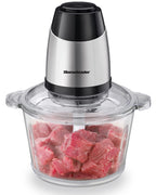 Electric Food Chopper, 8-Cup Food Processor by Homeleader, 2L Glass Bowl Grinder for Meat, Vegetables, Fruits and Nuts, Stainless Steel Motor Unit and 4 Sharp Blades, 300W