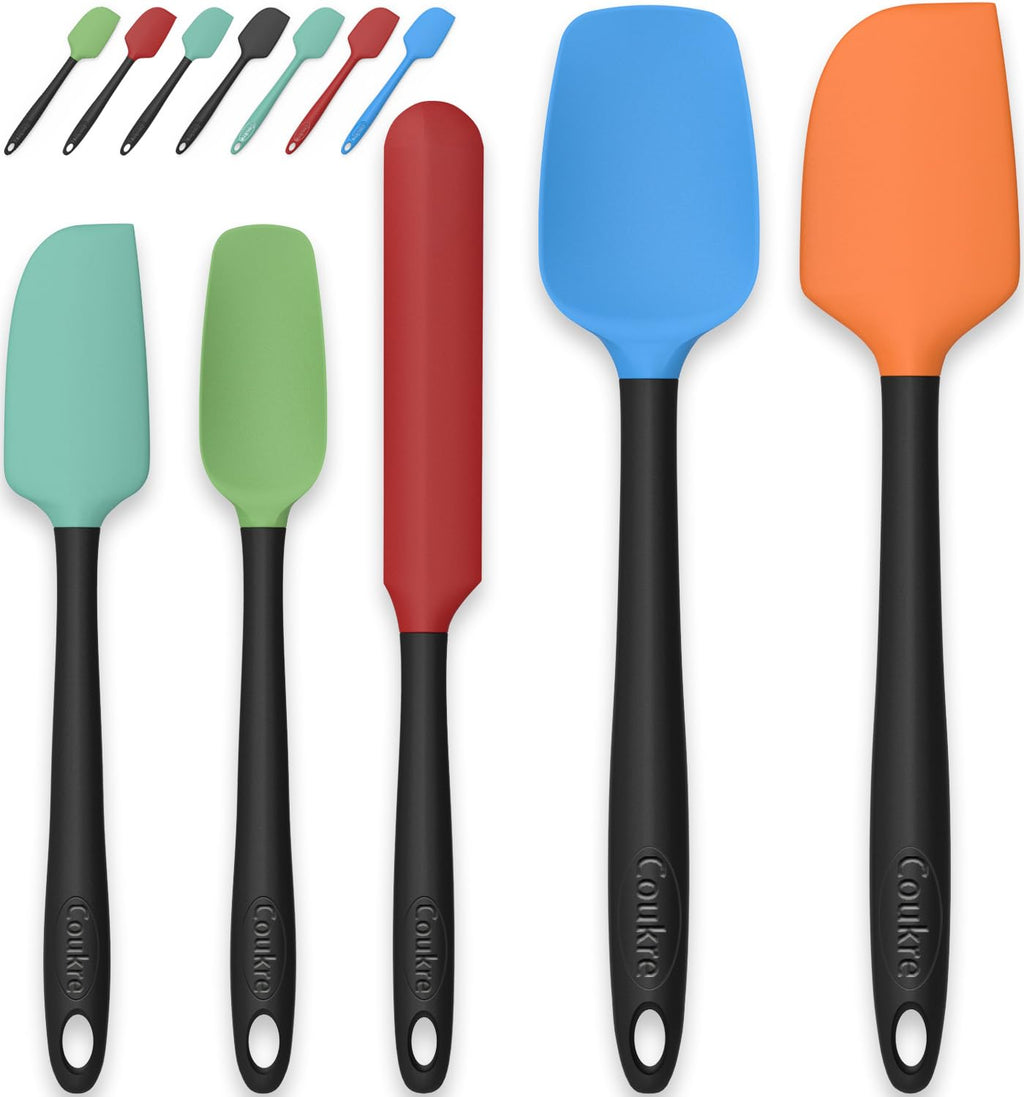 Coukre Silicone Spatula Set of 5,High Temperature Resistant, Food Grade Silicone, Dishwasher Safe, for Baking, Cooking (Aqua Green)