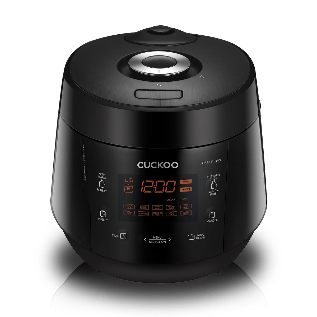 CUCKOO CRP-PK1001S 10-Cup (Uncooked) / 20-Cup (Cooked) Heating Pressure Rice Cooker & Warmer with Nonstick Inner Pot, 13 Menu Options, Fuzzy Logic Tech, Auto Clean (Black)