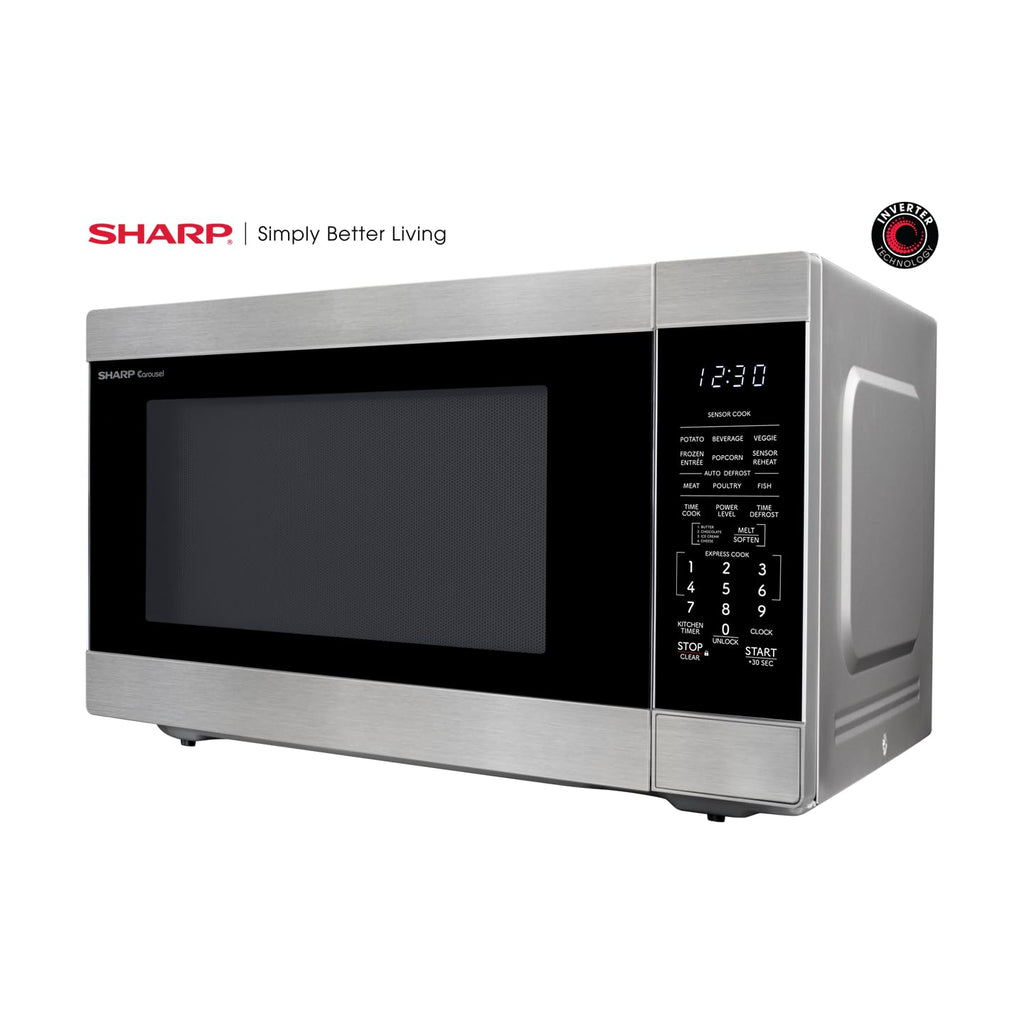 SHARP SMC2266KS Piekarnik z wyjmowanym 16,5-calowym obrotowym talerzem karuzelowym, stopy sześcienne, 1200 W kuchenka mikrofalowa do zabudowy, 2,2 CuFt, stal nierdzewna