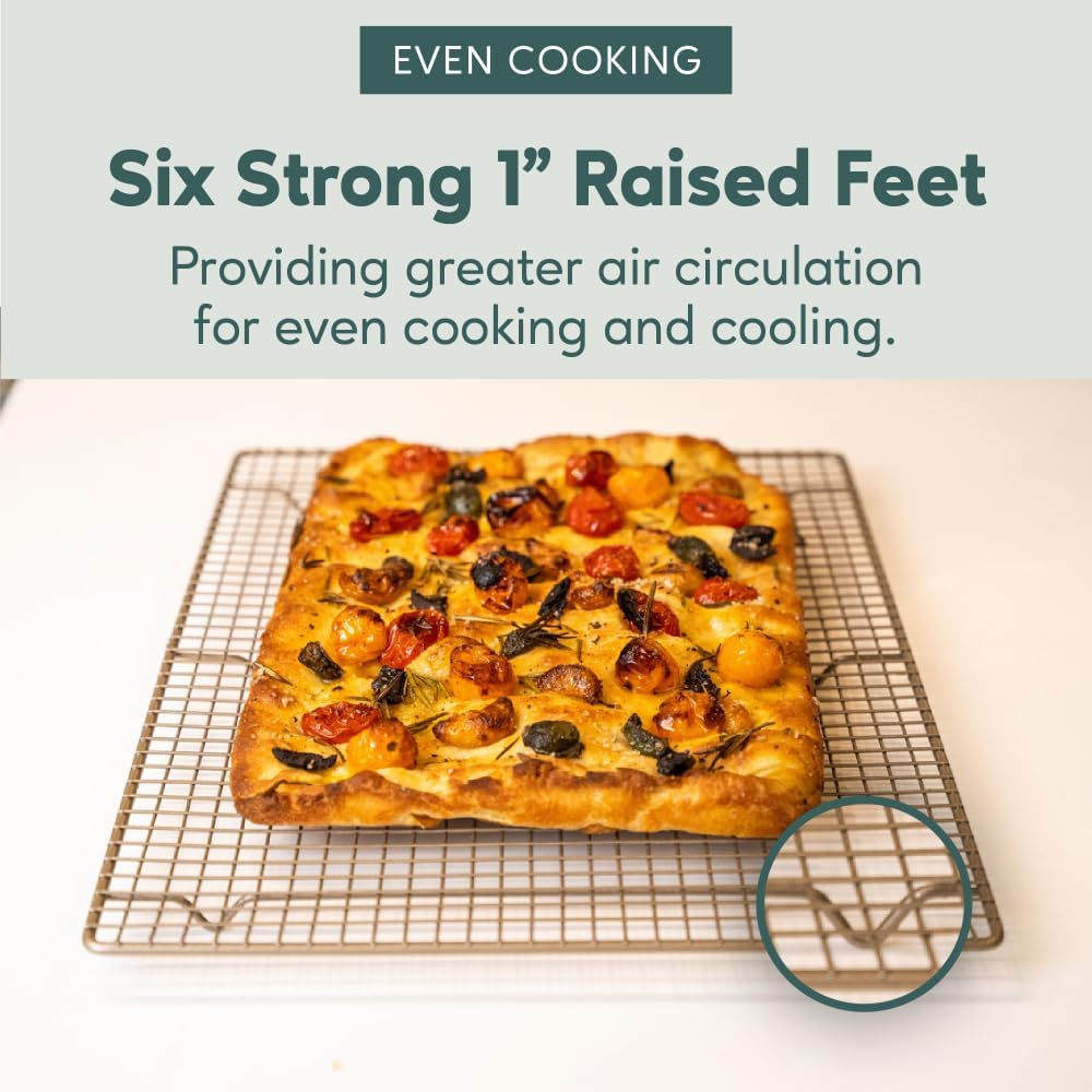 Ultra Cuisine Oven-Safe, Dishwasher-Safe 100% Stainless Steel Cooling and Baking Rack Set Heavy Duty Tight-Wire - 11.5 x 16.5-inch - Set of 2 - Half Sheet Pan Cooling Racks
