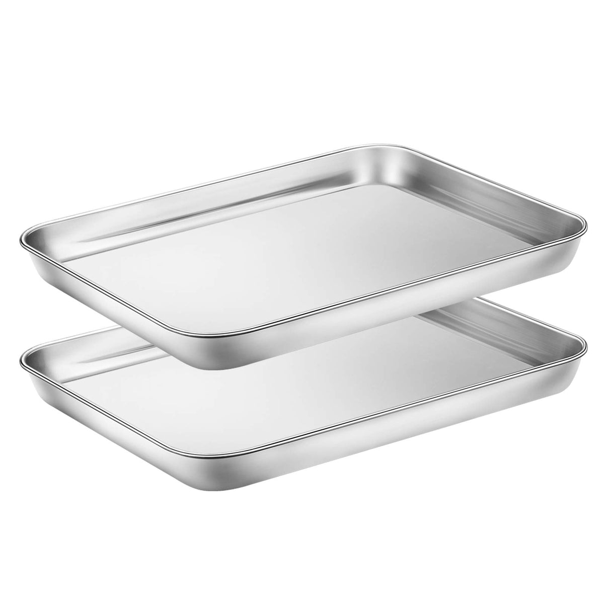 Wildone Baking Sheet Set of 2 - Stainless Steel Cookie Sheet Baking Pan, Size 16 x 12 x 1 inch, Non Toxic & Heavy Duty & Mirror Finish & Rust Free & Easy Clean