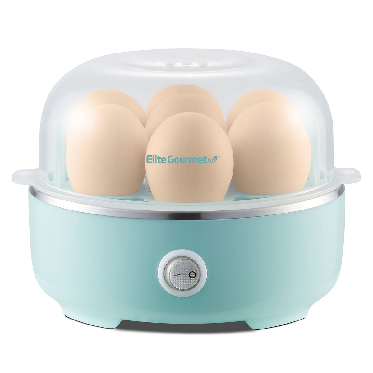 Електрична яєчня Elite Gourmet EGC115M Easy Egg Cooker, місткість 7 яєць, варка яєць на м'яких, середніх та круто з автоматичним вимкненням, мірна чашка в комплекті, без BPA, ретро-м'ятний колір