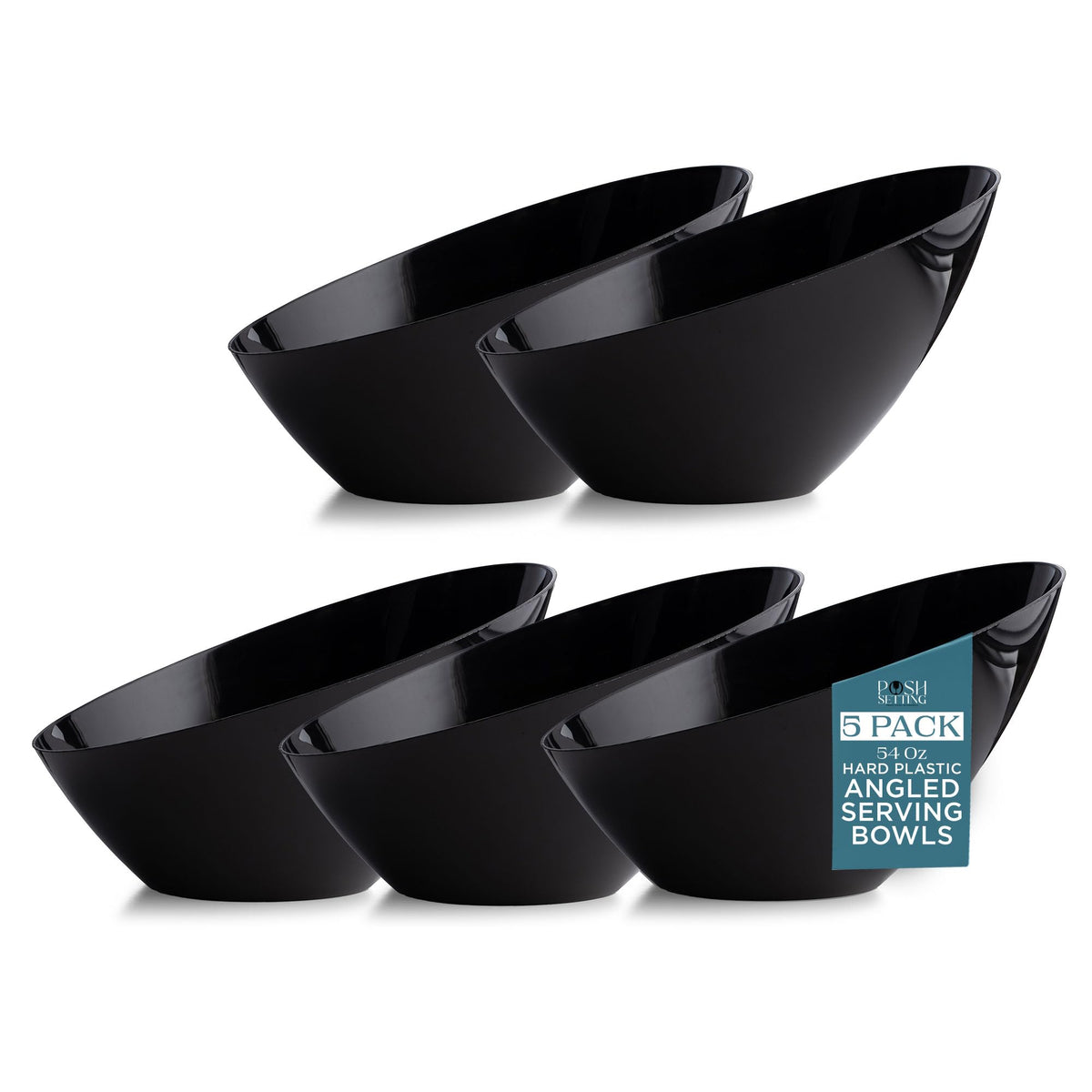 Posh Setting Clear Serving Bowls Small Hard Plastic Candy Bowl for Weddings, Buffet, Offices, Disposable Small Angled Bowls for Party's, Salads, Snacks and Fruit Bowl 5 Pack