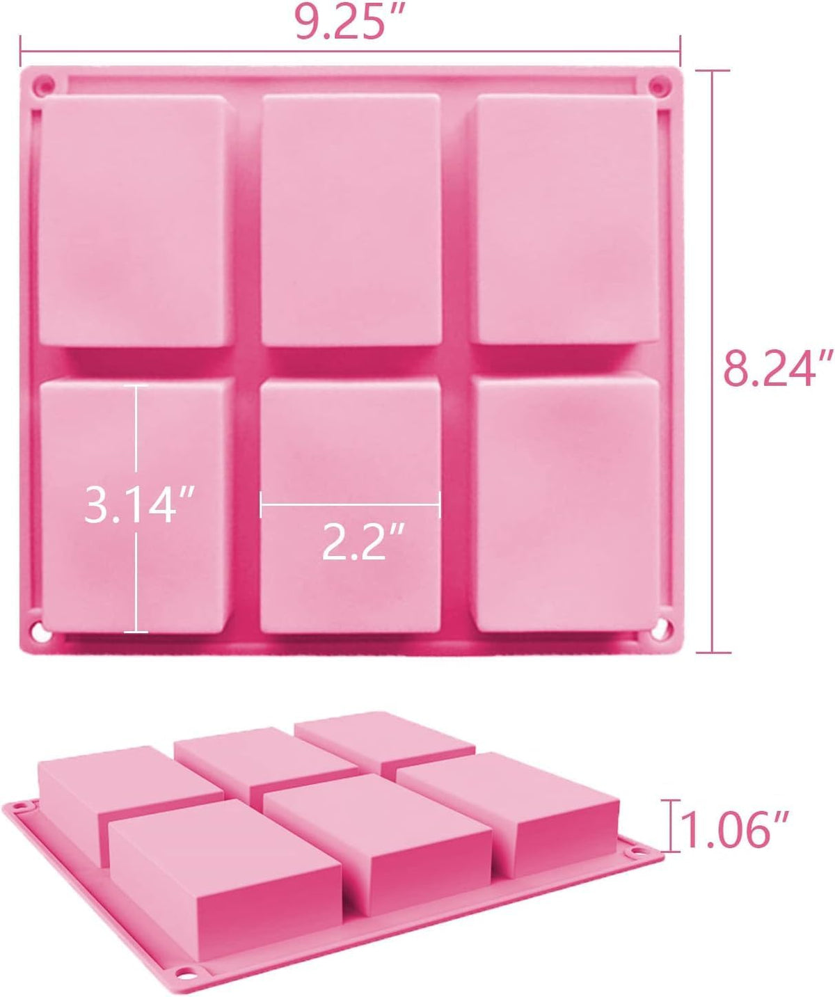 3 Pack Silicone Soap Molds, 6 Cavities Flower Making Mold, Included Rectangle Shape Supplies, Perfect for Handmade Soaps, Homemade Chocolate