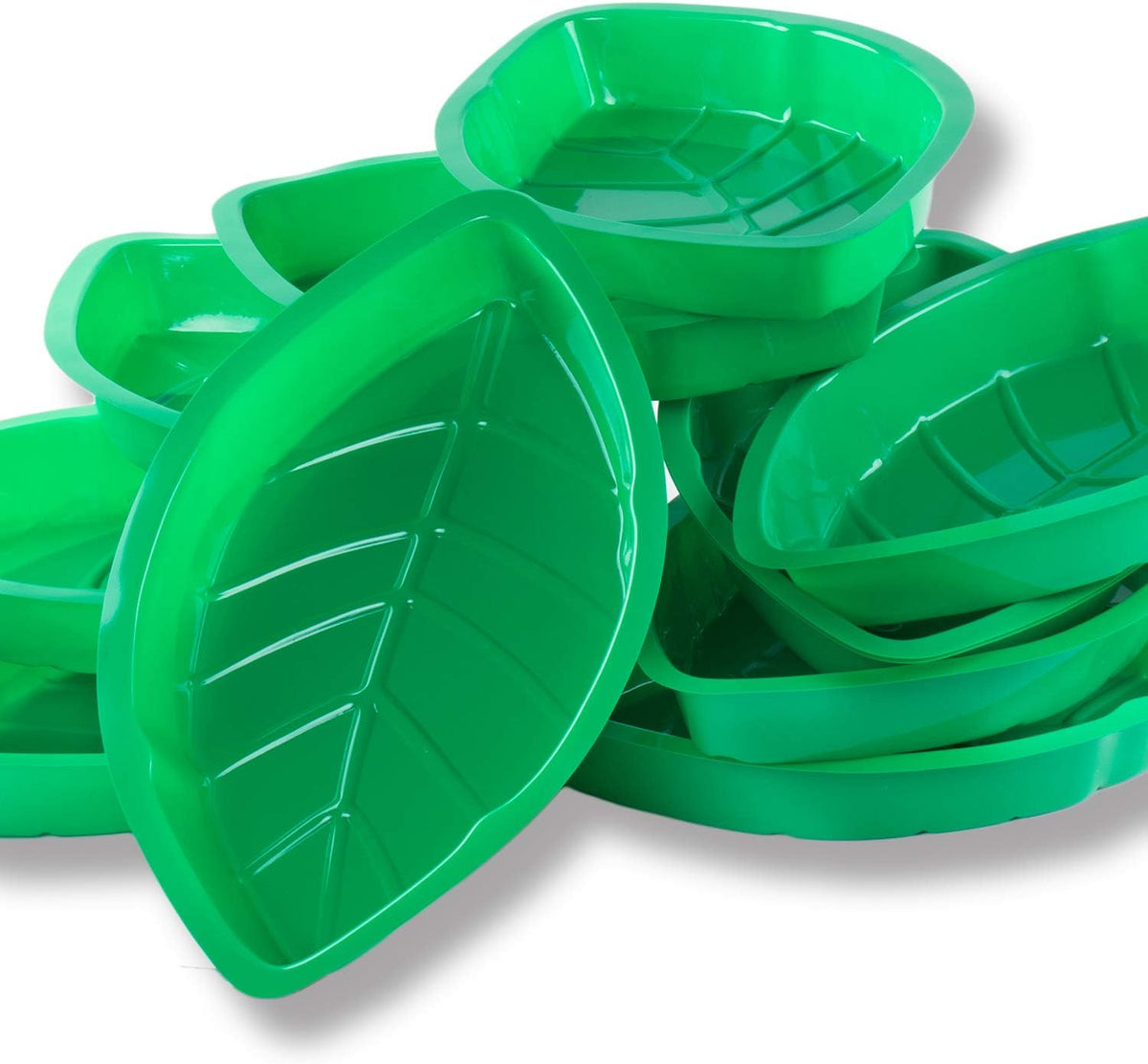 Super Z Outlet Palm Leaf Hawaii Style Food Reusable Snack Tray, Cookies, Chips, Candy Dip for Jungle Island Themed Party Decorations Platter (12 Pack, 11.75" x 8.5" Inches)