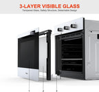 24" Single Wall Oven, 2.3 Cu.ft. Built-in Electric Wall Oven 5 Cooking Functions Roast Bake Grill Broil, Mechanical Knobs Control, Stainless Steel Finish, for Kitchen, ETL Certified