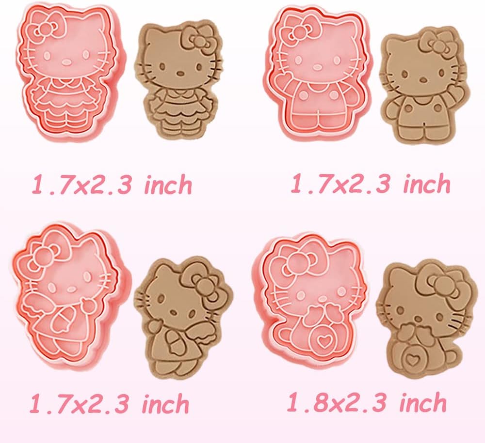 8 Piece Mini Cartoon Cookie Cutters, 3d Raised Design Gingerbread Cookie Stamps, Cute Cat Shape Cookie Molds, suitable for Frosting Decoration, Mini Pie Molds, Apple Pie Pastry Cutter, Fruit Cutter