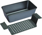 Chicago Metallic 2-Piece Healthy Meatloaf Pan with Draining Insert Professional Grade Non-Stick Carbon Steel Baking Pan with Lift and Serve Feature, 12.2 inch, Grey