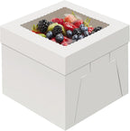 WINKIO 4 Pack Cake Boxes 12 Inch, Disposable Cake Transport Container, White Bakery Boxes with Large Window, for Cookies Pies Cupcakes Pastry (12×12×8 Inches)