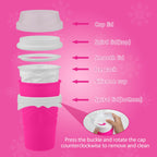 Slushie Maker Cup, DIY Magic Slushy Maker Squeeze Cup, Portable Smoothie Squeeze Cup for Juices, Milk and Ice Cream Make, Double Layers Silica Cup with Lid & Straw for Friends, Family Gifts (Pink)