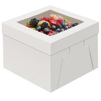 WINKIO 4 Pack Cake Boxes 12 Inch, Disposable Cake Transport Container, White Bakery Boxes with Large Window, for Cookies Pies Cupcakes Pastry (12×12×8 Inches)