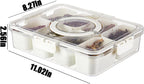 Plastic Divided Serving Tray with Lid and Handle Snack Box Charcuterie Container Portable Snack Platters Organizer for Candy, Fruits, Snacks, Nuts, for Party, Entertaining (White 8 compartments)