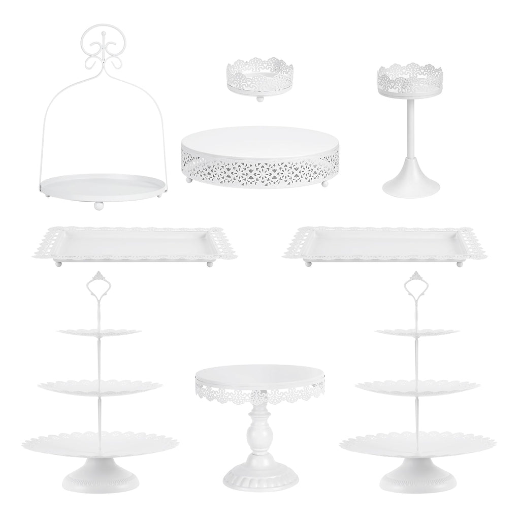 ZUMELER 9Pcs Metal Cake Stands Round Cake Stands Candy Fruite Display Plate Cupcake Serving Tower for Wedding Brithday Party Celebration Home Decoration,gold
