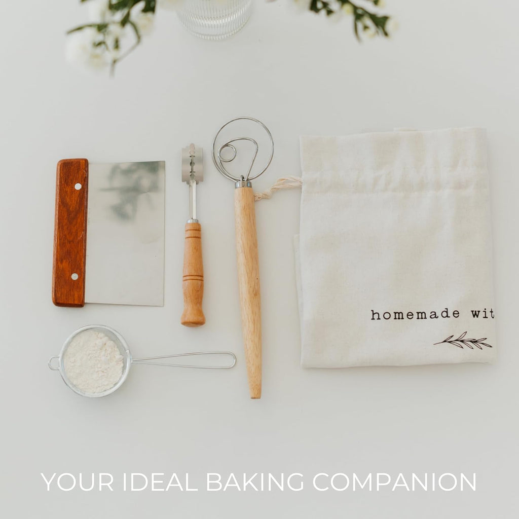 Beautiful Linen Bread Bag Set and Proofing Cover For Homemade Sourdough Bread - Keeps Your Loaf Fresh for Days - Reusable and Easy to Clean Storage Bag, The Perfect Baking Accessories